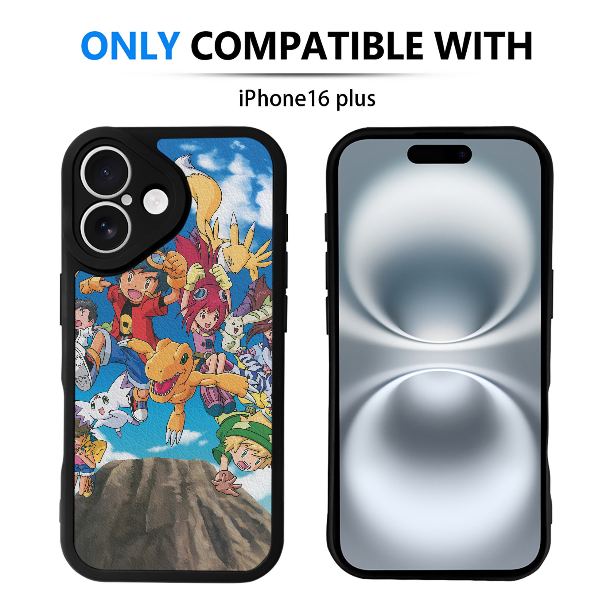 （画像用） Digimon デジタルモンスター/デジモン 【iPhone 16シリーズ対応】シリコンスマホケース（レザー調） 材質：シリコン